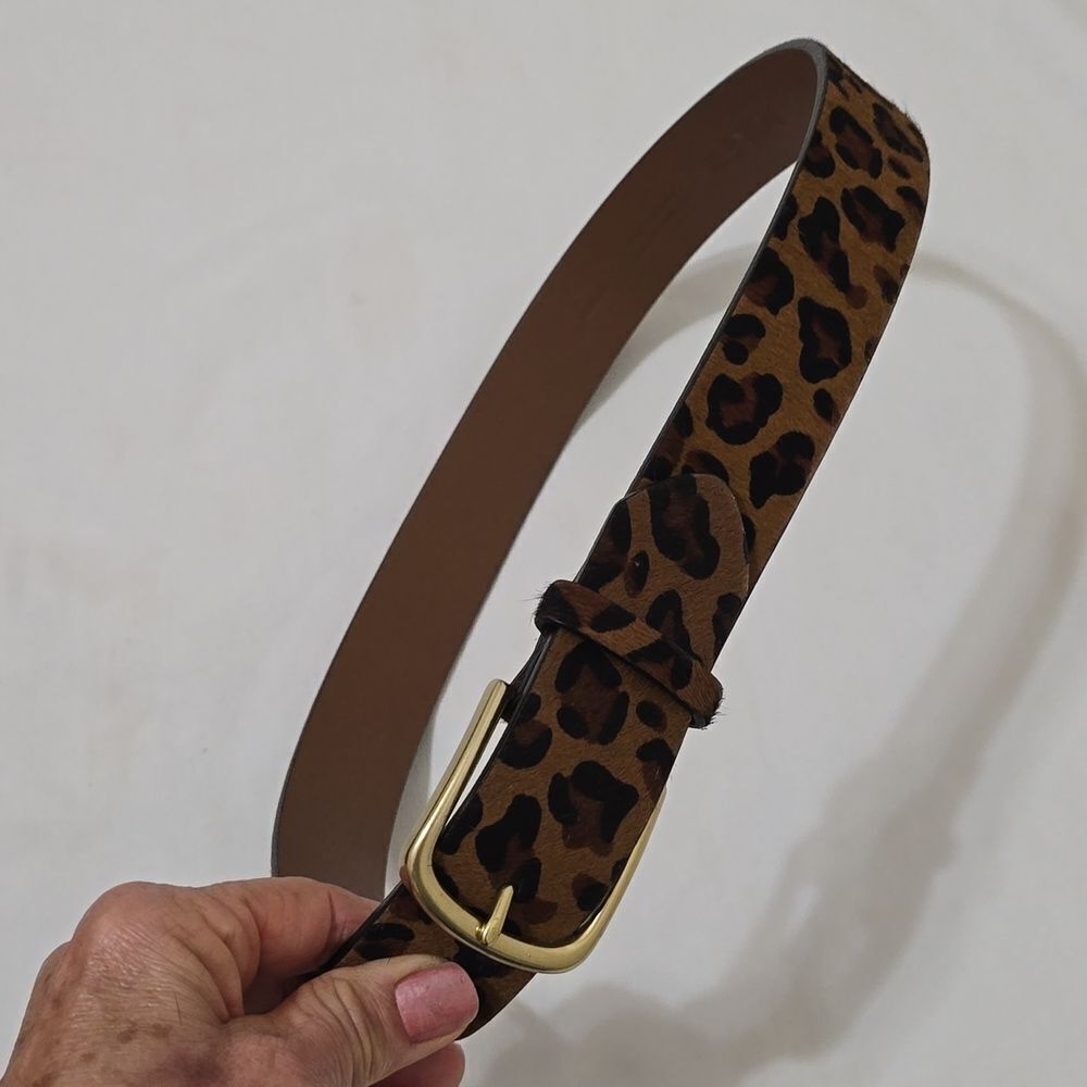 J Crew Cheetah Hair Belt (brass buckle) xs